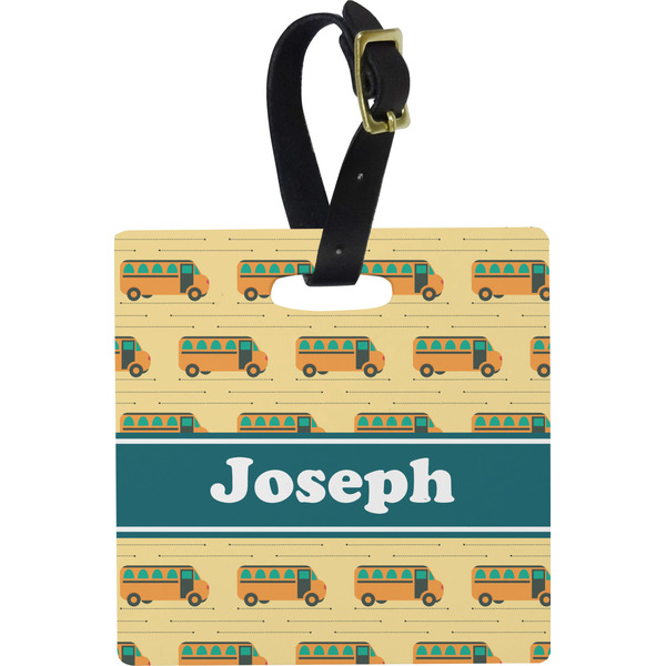 School Bus Personalized Square Luggage Tag