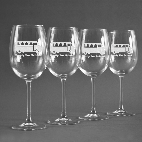 School Bus Personalized Wine Glasses (Set of 4)