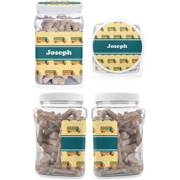 School Bus Pet Treat Jar - Multiple Angles
