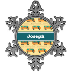 School Bus Vintage Snowflake Ornament (Personalized)