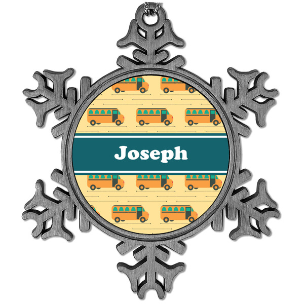 Custom School Bus Vintage Snowflake Ornament (Personalized)