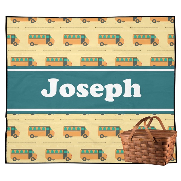 Custom School Bus Outdoor Picnic Blanket (Personalized)