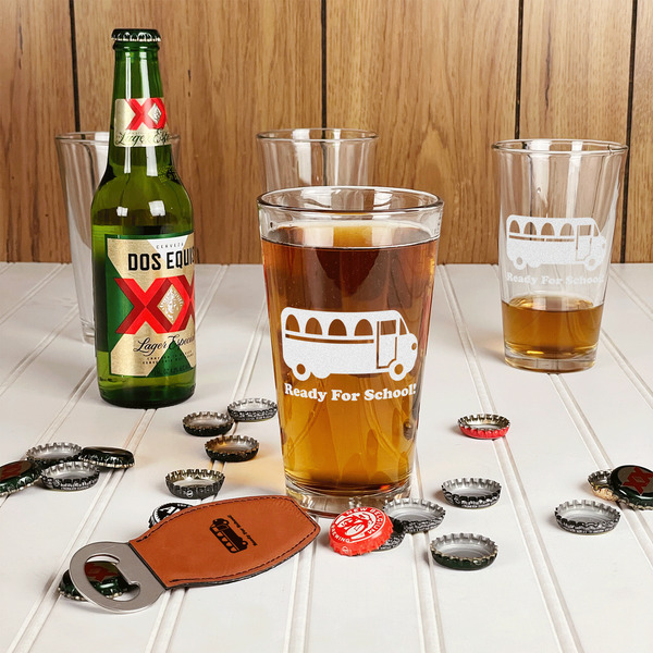 School Bus Pint Glasses - In Context
