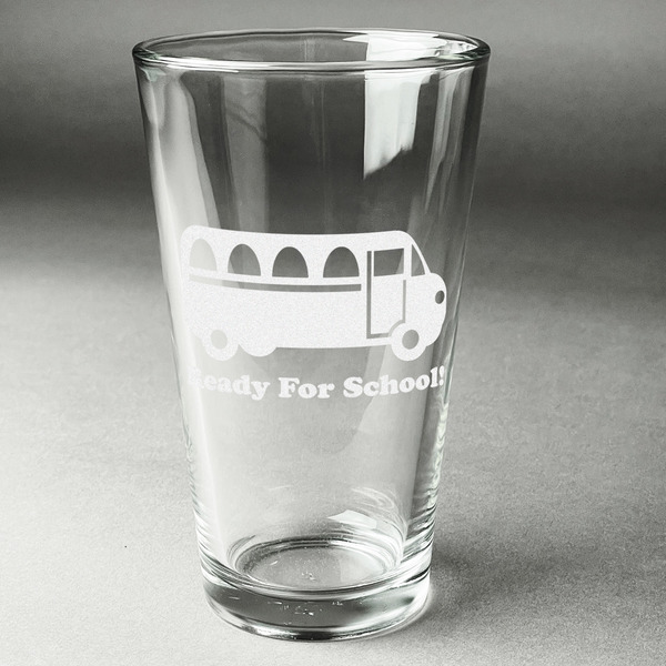 Custom School Bus Pint Glass - Engraved (Single) (Personalized)