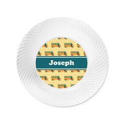 School Bus Plastic Party Appetizer & Dessert Plates - 6" (Personalized)