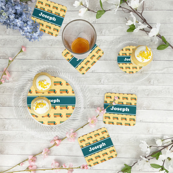 School Bus Plastic Party Appetizer & Dessert Plates - In Context