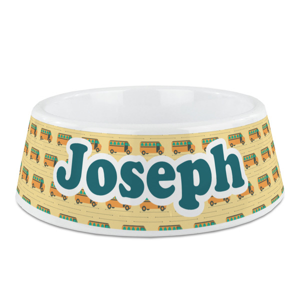 Custom School Bus Plastic Dog Bowl (Personalized)