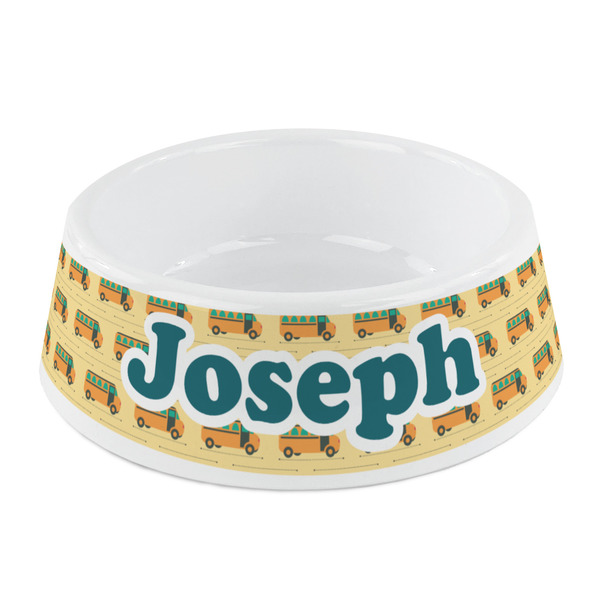 Custom School Bus Plastic Dog Bowl - Small (Personalized)