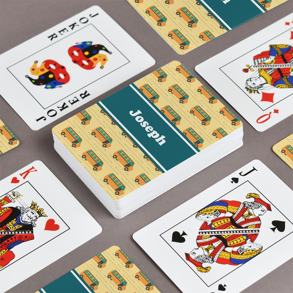School Bus Playing Cards - Front & Back View