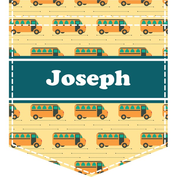 Custom School Bus Iron On Faux Pocket (Personalized)