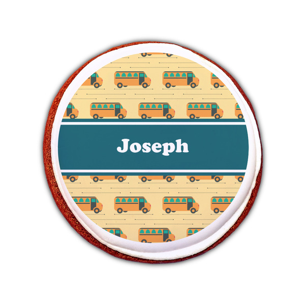 School Bus Printed Icing Circle - Small - On Cookie