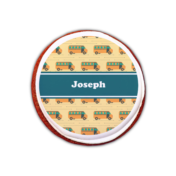 School Bus Printed Icing Circle - XSmall - On Cookie