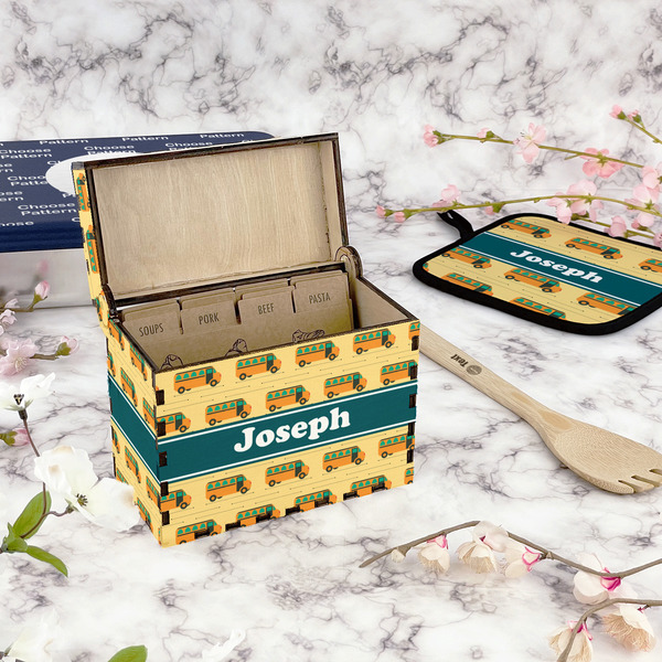 School Bus Recipe Box - Full Color - In Context