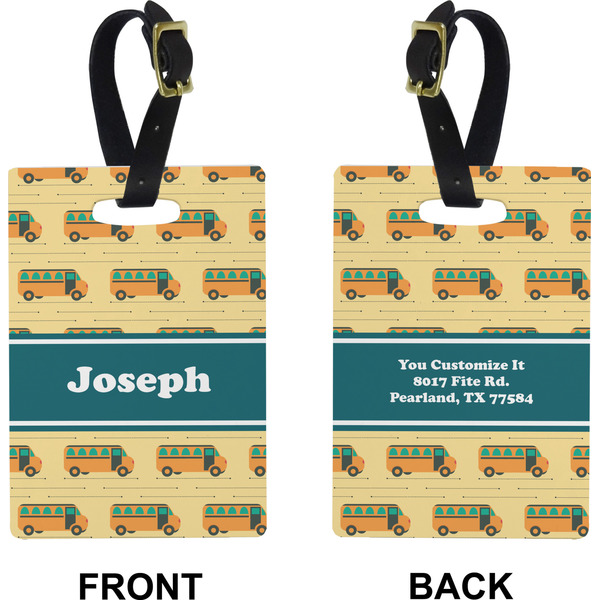 School Bus Rectangle Luggage Tag (Front + Back)