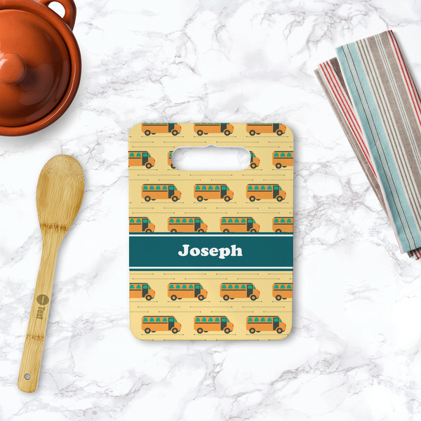 School Bus Rectangle Trivet with Handle - LIFESTYLE
