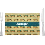 School Bus Rectangular Glass Lunch / Dinner Plate - Single or Set (Personalized)