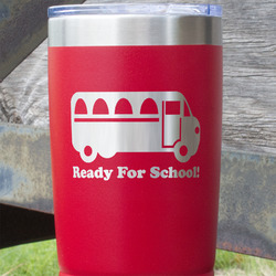 School Bus 20 oz Stainless Steel Tumbler - Red - Single Sided (Personalized)