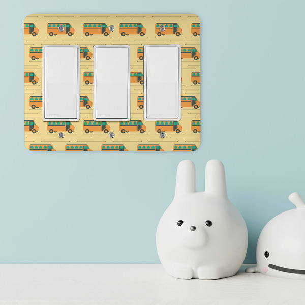 School Bus Rocker Light Switch Covers - Triple - IN CONTEXT