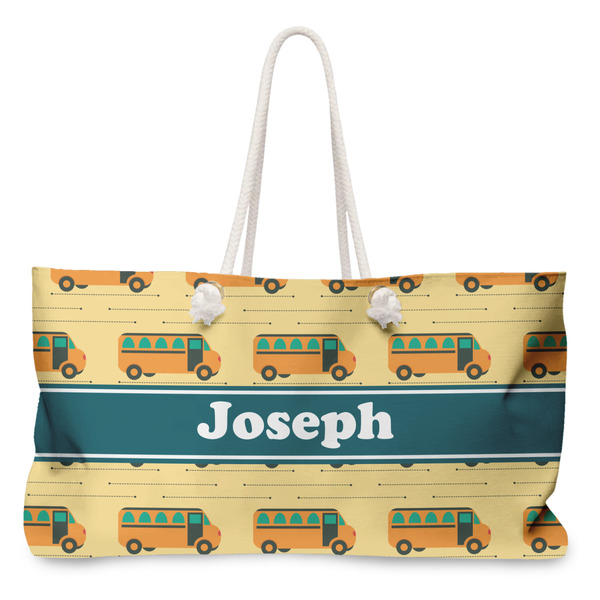 Custom School Bus Large Tote Bag with Rope Handles (Personalized)