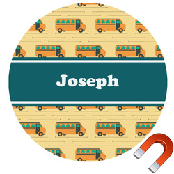 School Bus Round Car Magnet - 6" (Personalized)