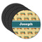 School Bus Round Rubber Backed Coasters - Set of 4 (Personalized)