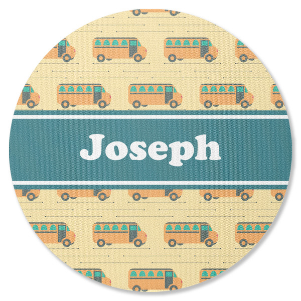 Custom School Bus Round Rubber Backed Coaster (Personalized)