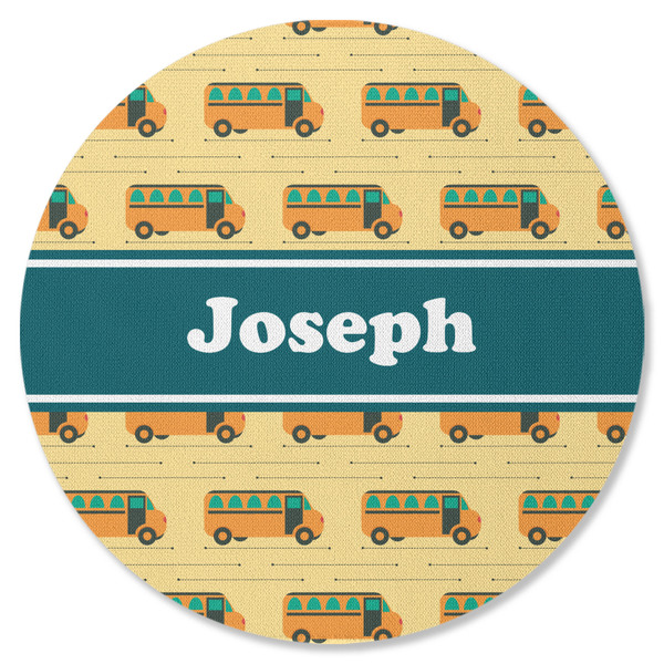 School Bus Round Coaster Rubber Back - Single