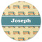 School Bus Round Rubber Backed Coaster (Personalized)