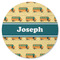 School Bus Round Rubber Backed Coaster (Personalized)
