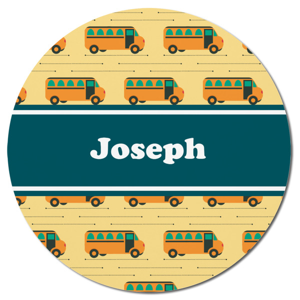 School Bus Round Fridge Magnet - FRONT