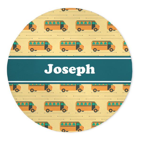 Custom School Bus 5' Round Indoor Area Rug (Personalized)