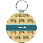School Bus Round Plastic Keychain (Personalized)