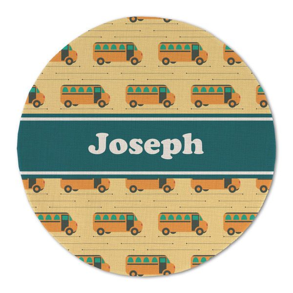 School Bus Round Linen Placemats - FRONT (Double Sided)