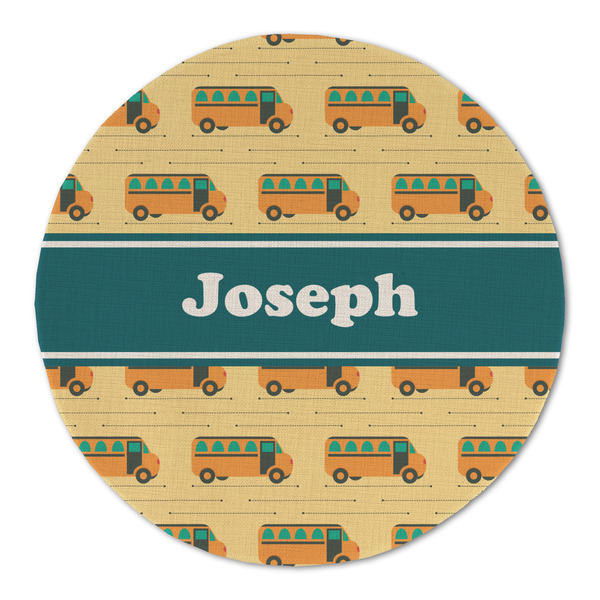 Custom School Bus Round Linen Placemat - Single Sided (Personalized)