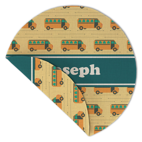 School Bus Round Linen Placemats - Front (folded corner double sided)