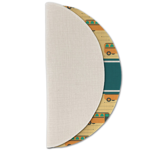 School Bus Round Linen Placemats - HALF FOLDED (single sided)