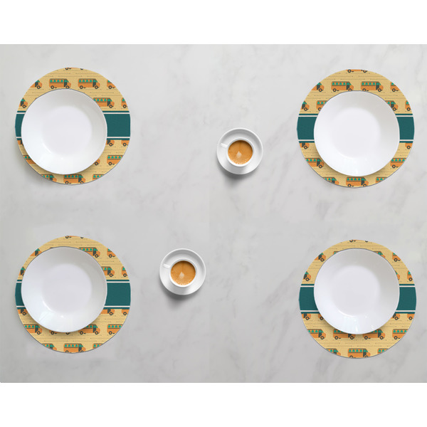 School Bus Round Linen Placemats - LIFESTYLE (set of 4)