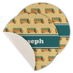 School Bus Round Linen Placemat - Single Sided - Set of 4 (Personalized)
