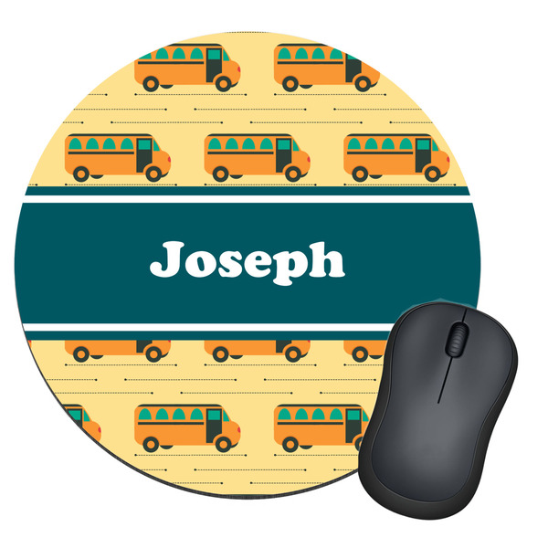 Custom School Bus Round Mouse Pad (Personalized)