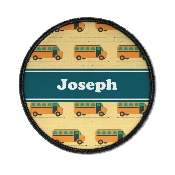 Custom School Bus Iron On Round Patch w/ Name or Text