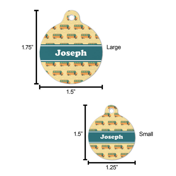 School Bus Round Pet ID Tag - Large - Comparison Scale