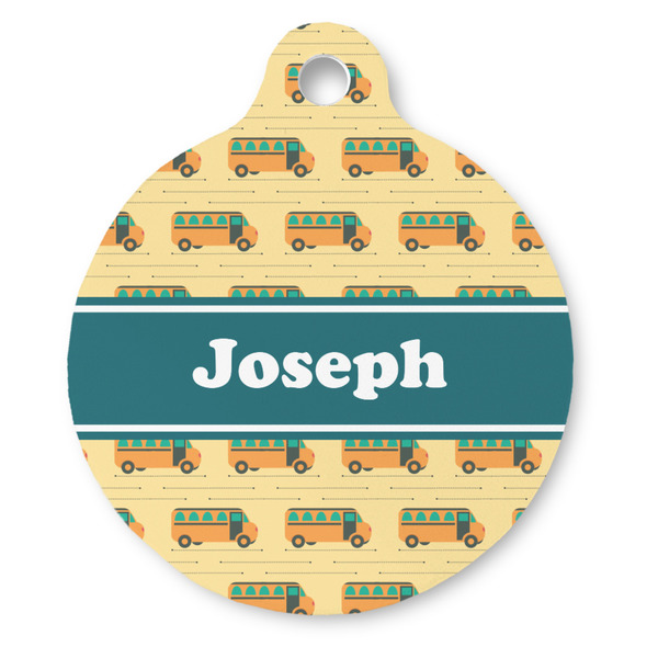 Custom School Bus Round Pet ID Tag (Personalized)