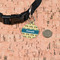 School Bus Round Pet ID Tag - Small - In Context