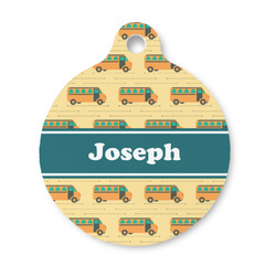 School Bus Round Pet ID Tag - Small (Personalized)