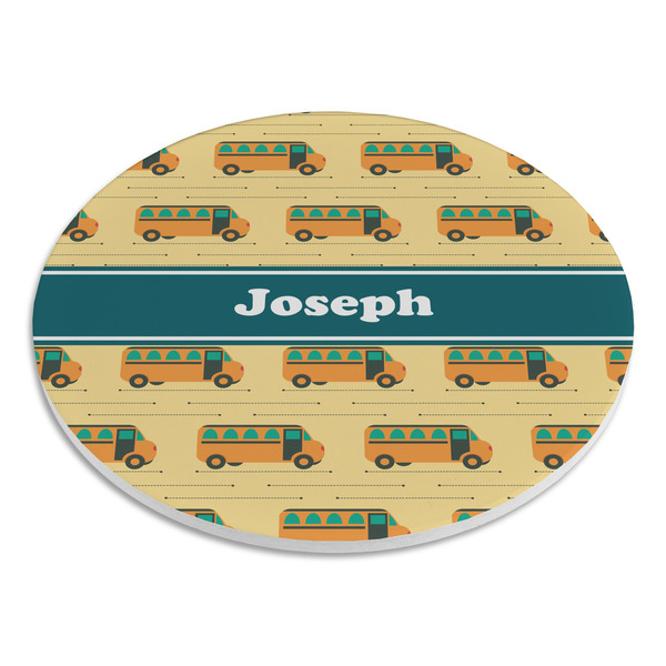 School Bus Round Stone Trivet - Angle View