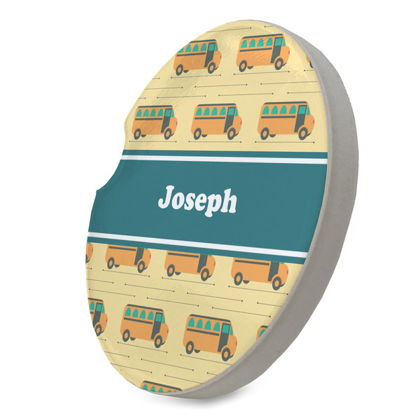 School Bus Sandstone Car Coaster - STANDING ANGLE