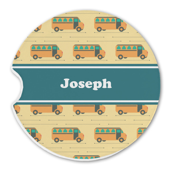 Custom School Bus Sandstone Car Coaster - Single (Personalized)