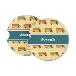 School Bus Sandstone Car Coasters - Set of 2 (Personalized)