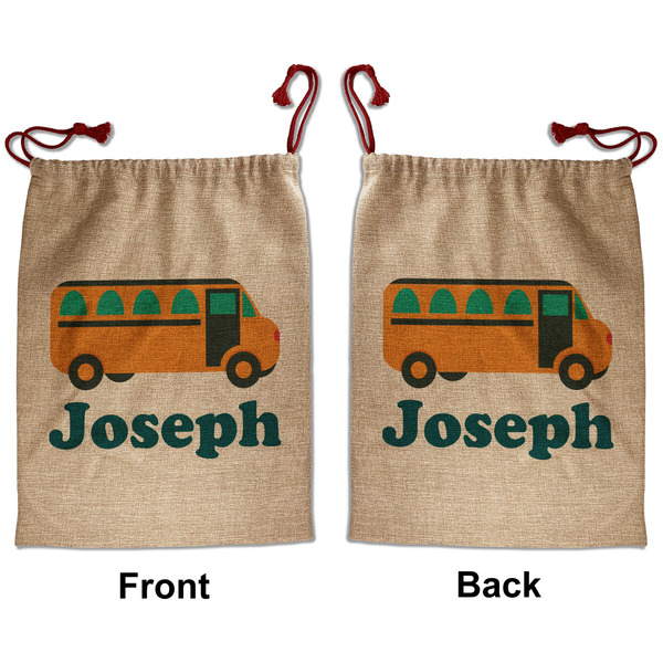 School Bus Santa Bag - Front and Back