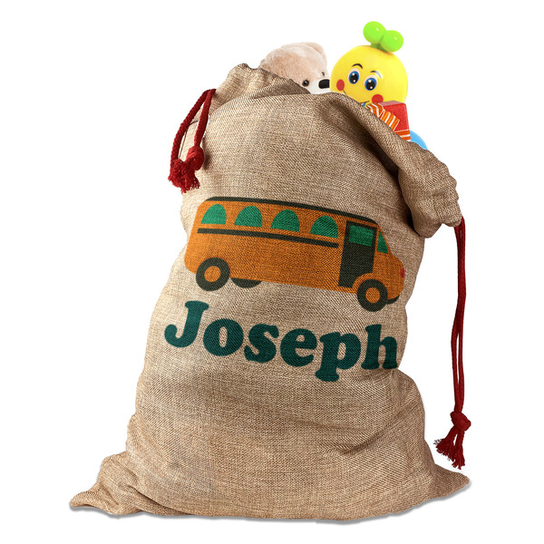 School Bus Santa Bag - Front (stuffed w toys) PARENT